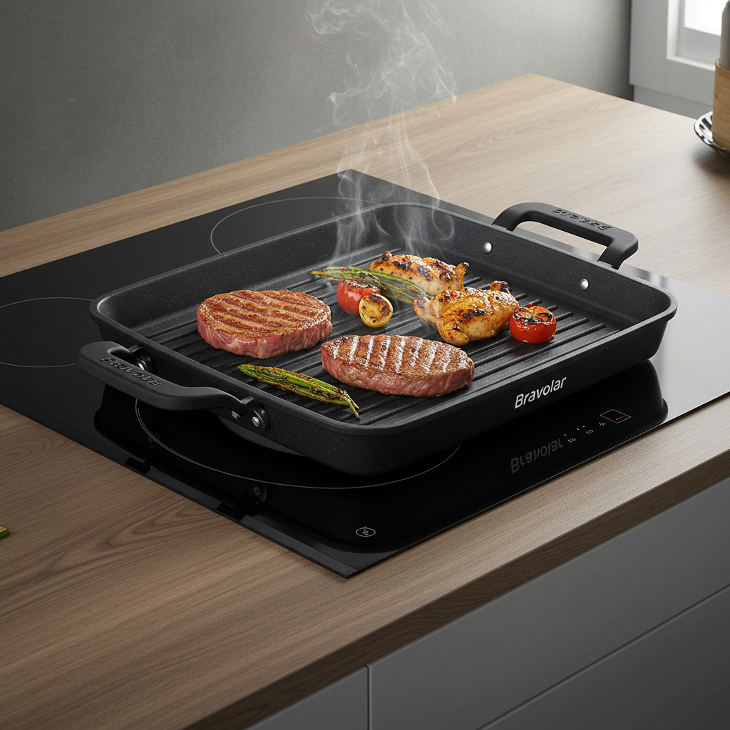 Chapa Grill Retangular Bravolar – Grelhados Perfeitos com Estilo e Segurança